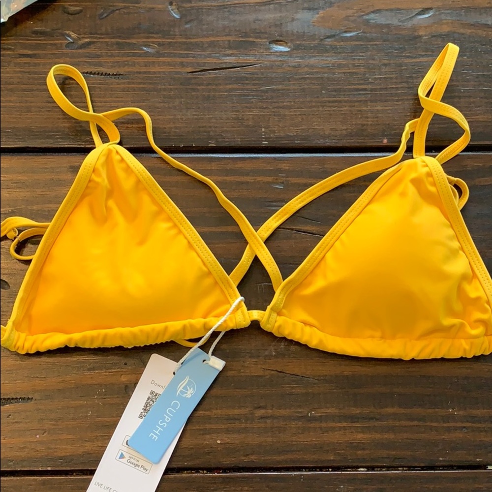 Yellow Cupshe Triangle bikini top